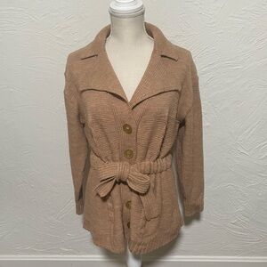 Vintage K-Mart Women's Cozy Tan Belted Knit Cardigan